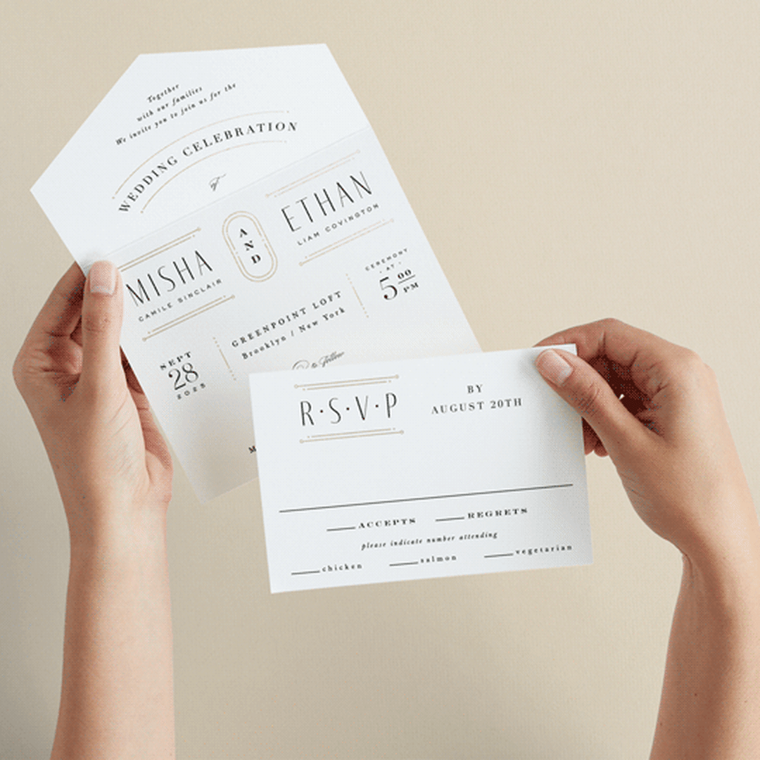"Modern Deco" - Savvy Wedding Invitations in Sugar by Hooray Creative - Animated View