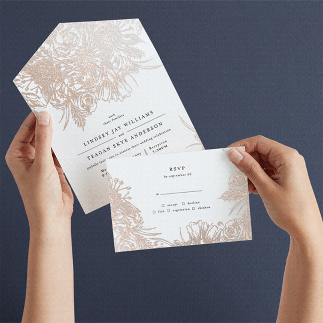 "Sketched Bouquet" - Savvy Wedding Invitations in Petal by Phrosné Barwood - Animated View