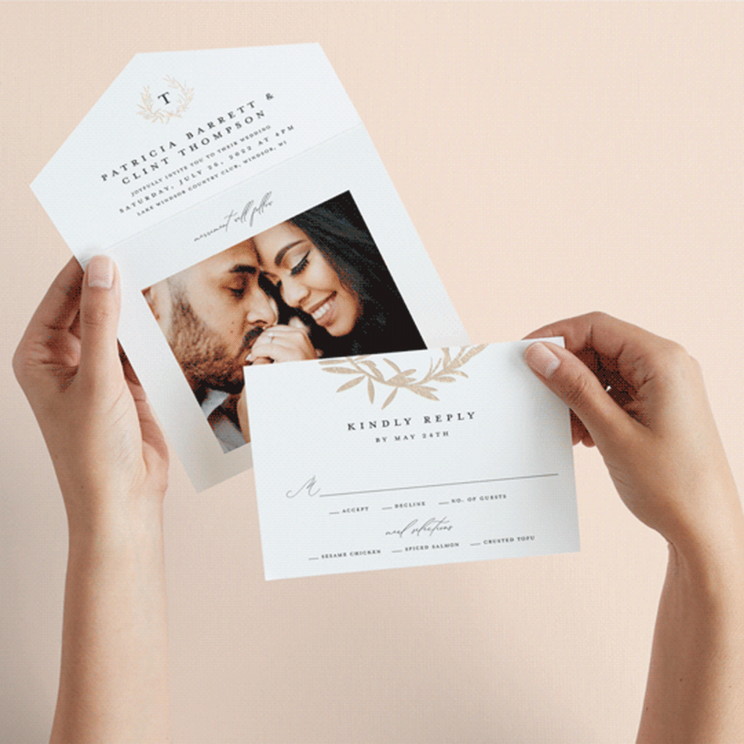 "laurel monogram" - Savvy Wedding Invitations in Cotton by Stacey Meacham - Animated View