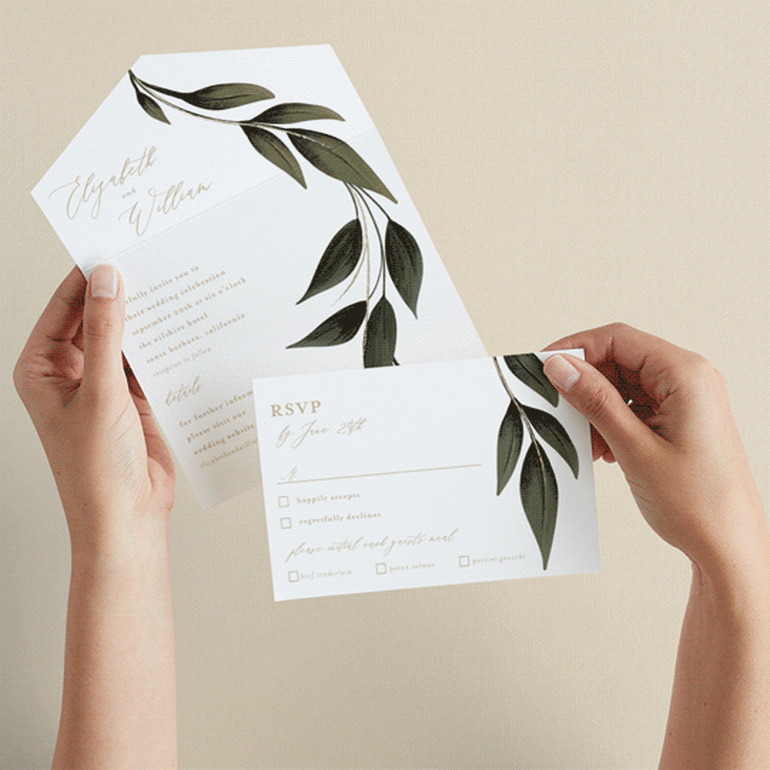 "Cascading Vine" - Savvy Wedding Invitations in Ivory by Susan Moyal - Animated View
