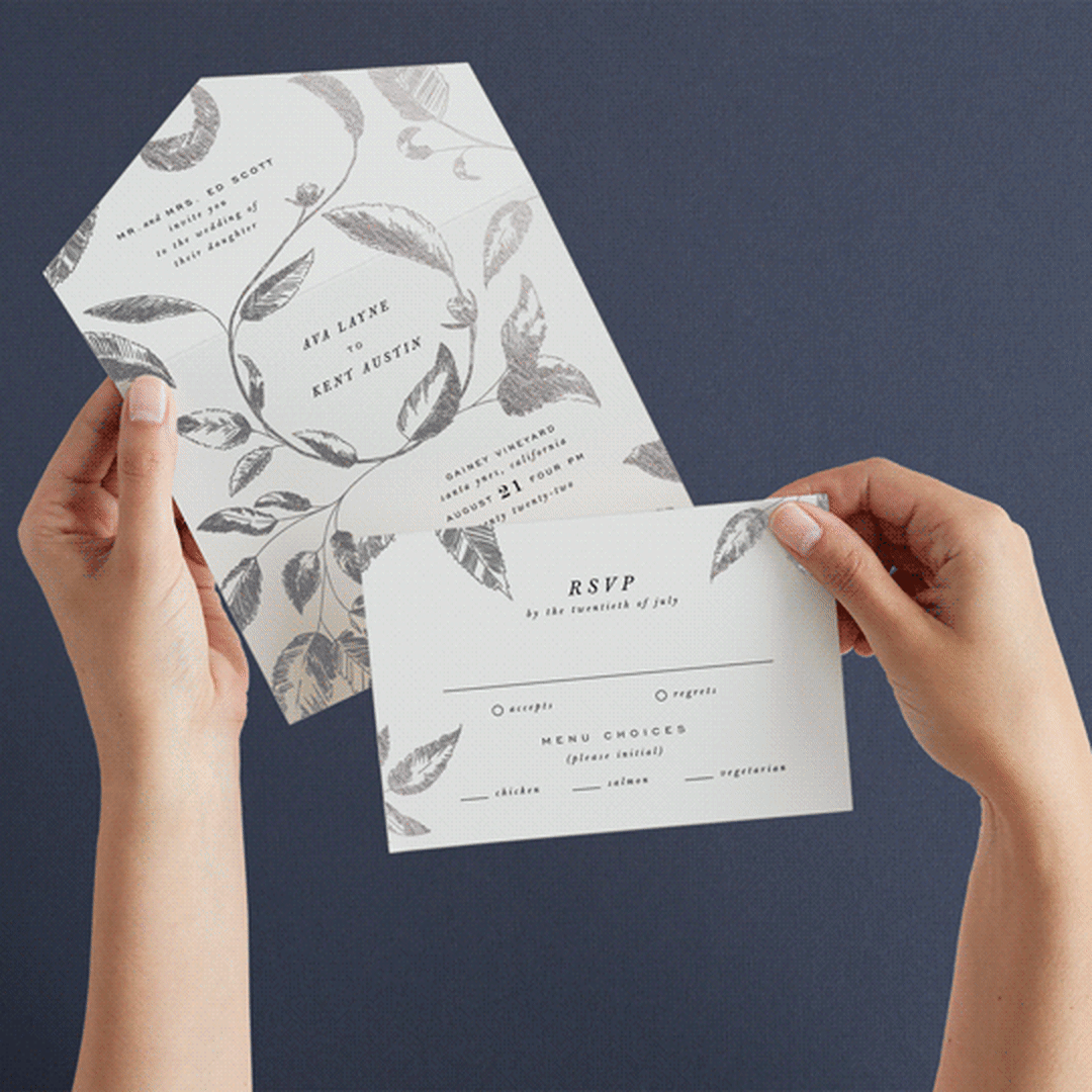 "Halcyon" - Savvy Wedding Invitations in Tuxedo by Leah Bisch - Animated View