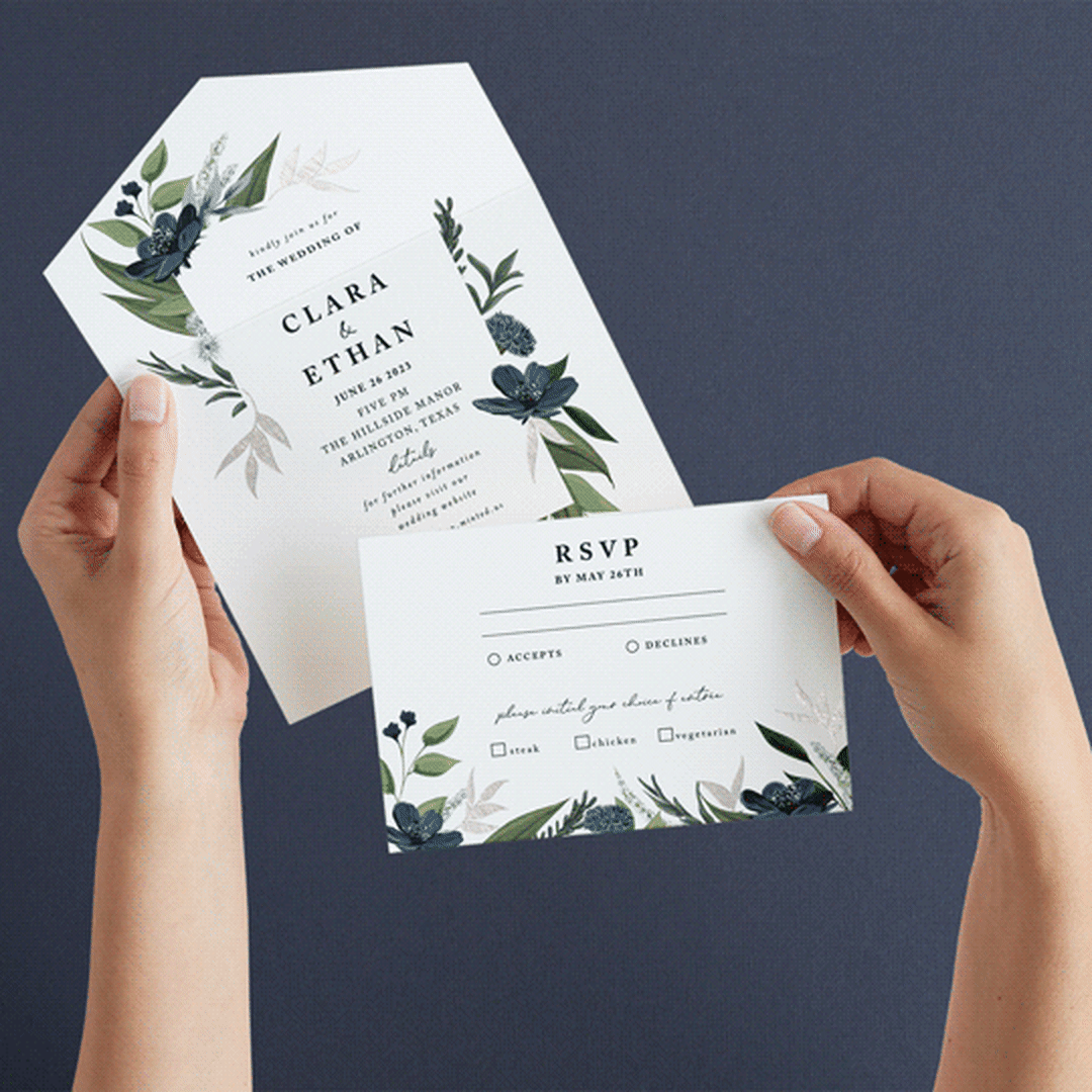 "Soft Greenery" - Savvy Wedding Invitations in Twilight by Susan Moyal - Animated View