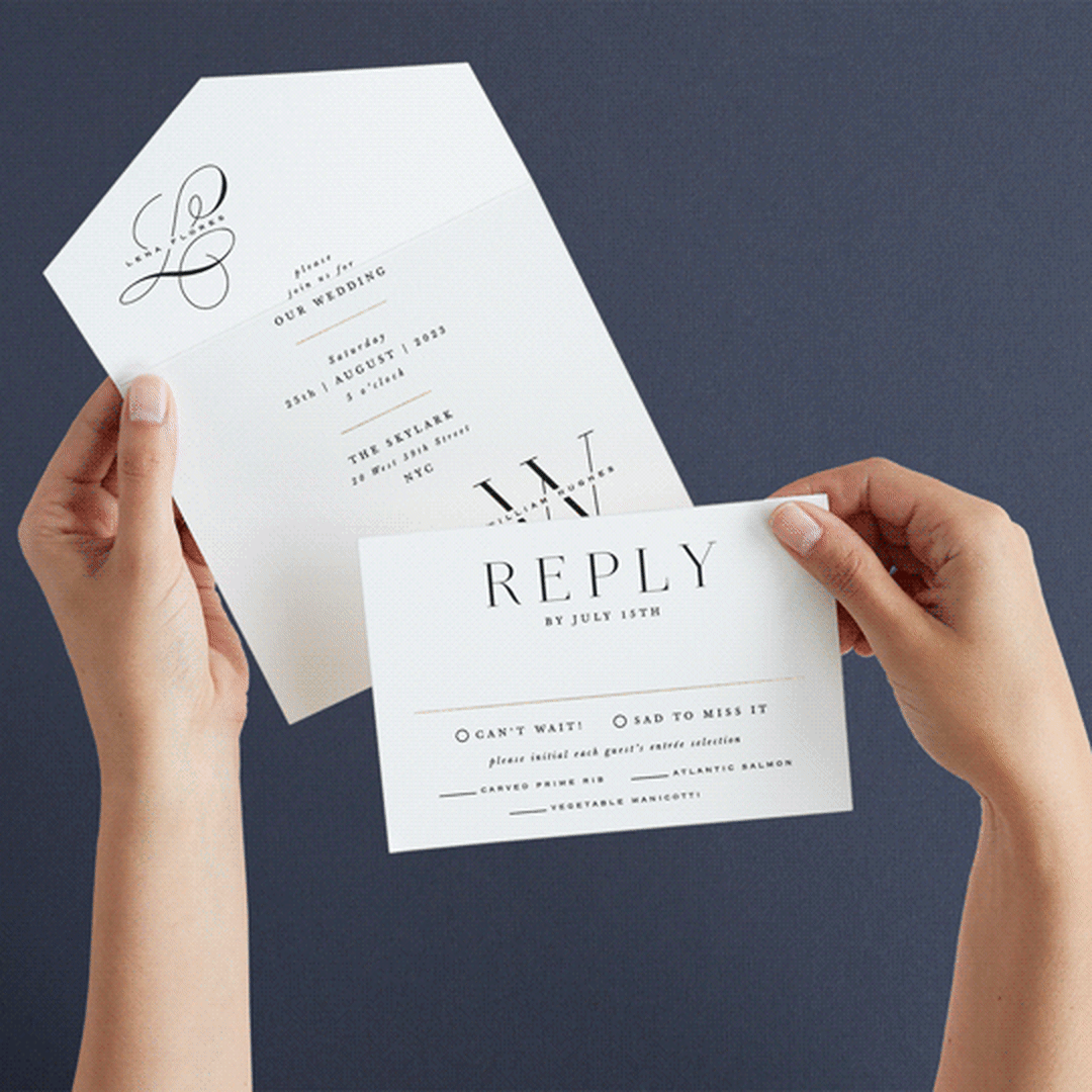 "Initially Yours" - Savvy Wedding Invitations in Salt by Hooray Creative - Animated View