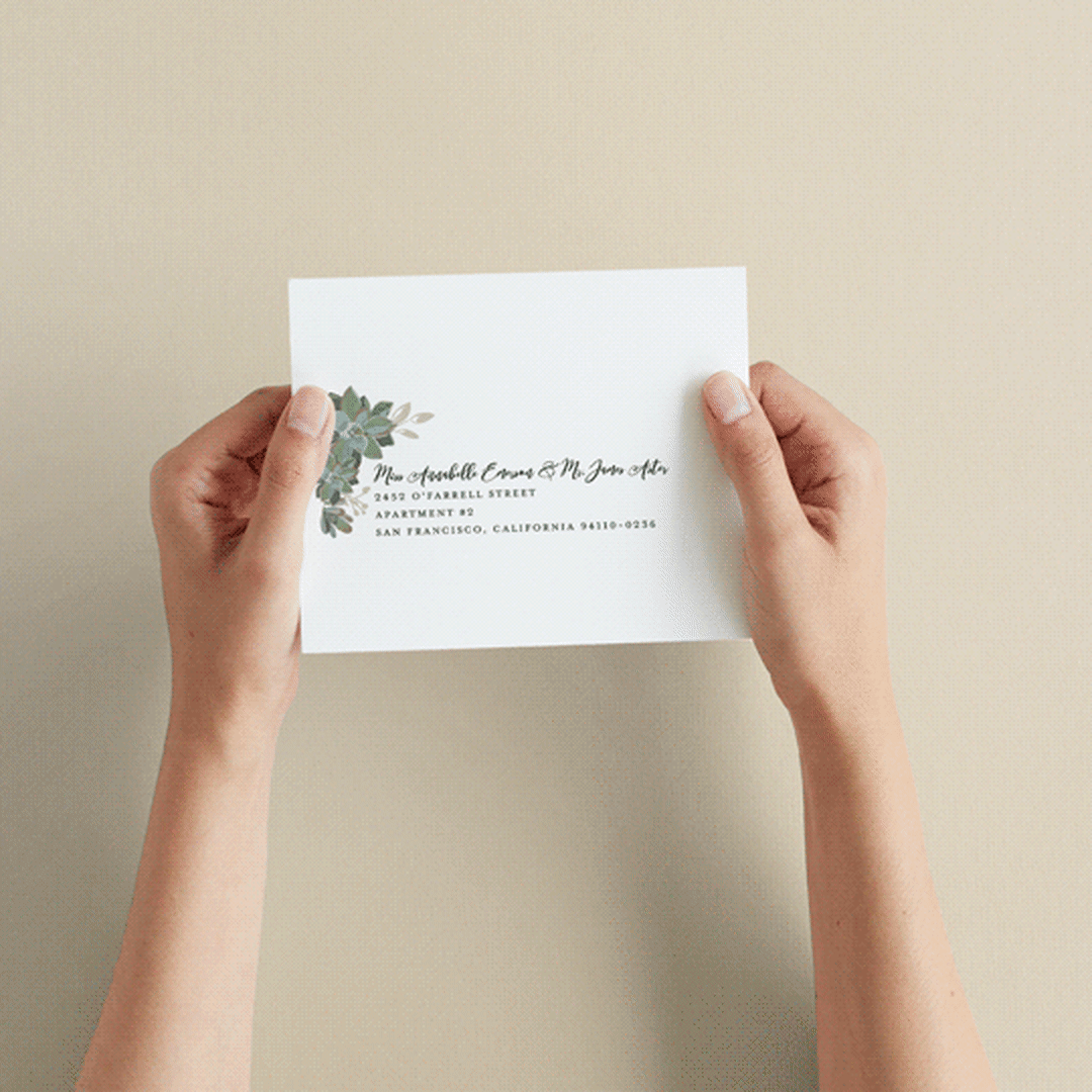 "Succulent Surround" - Savvy Wedding Invitations in Tuxedo by Susan Moyal - How it works