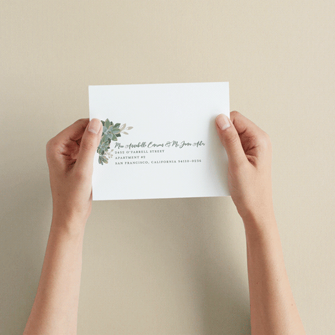 "Succulent Surround" - Savvy Wedding Invitations in Cloud by Susan Moyal - How it works