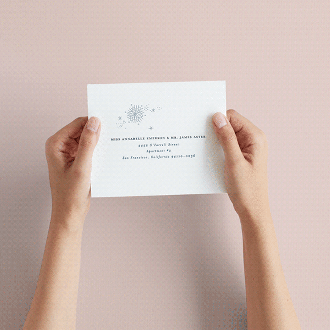 "Midnight Snowfall" - Savvy Wedding Invitations in Navy by Alethea and Ruth - How it works