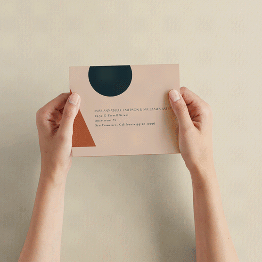 "Bold Geometric" - Savvy Wedding Invitations in Terracotta by Morgan Kendall - How it works