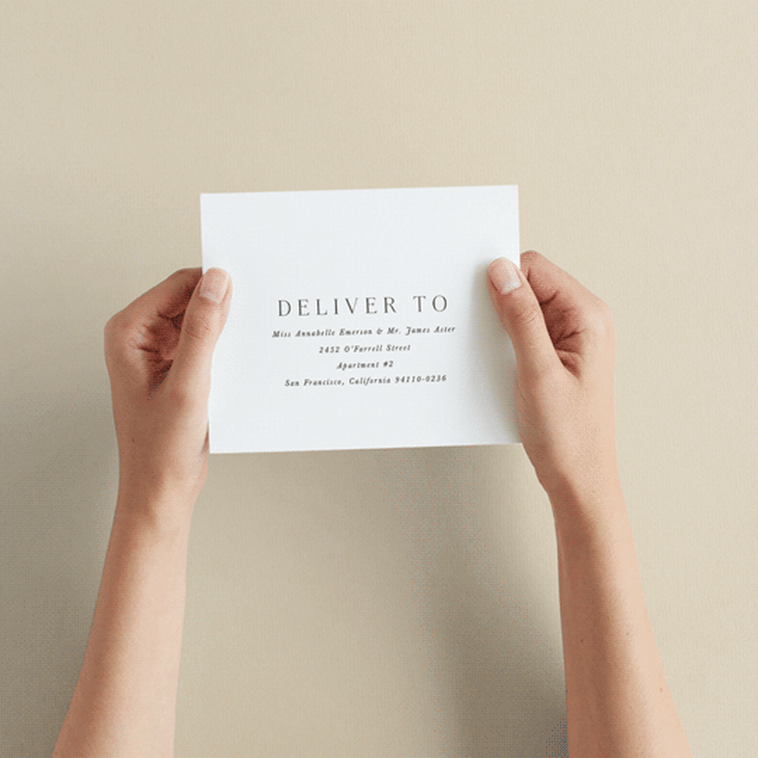 "And here we are" - Savvy Wedding Invitations in Marble by Lea Delaveris - How it works