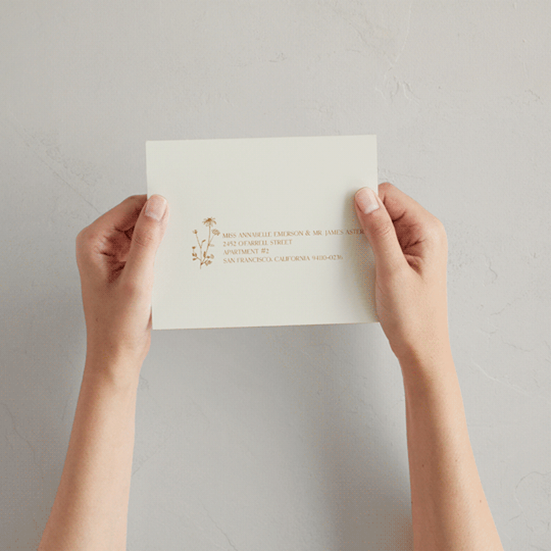 "Floral Type Arch" - Savvy Wedding Invitations in Cream by Baumbirdy - How it works