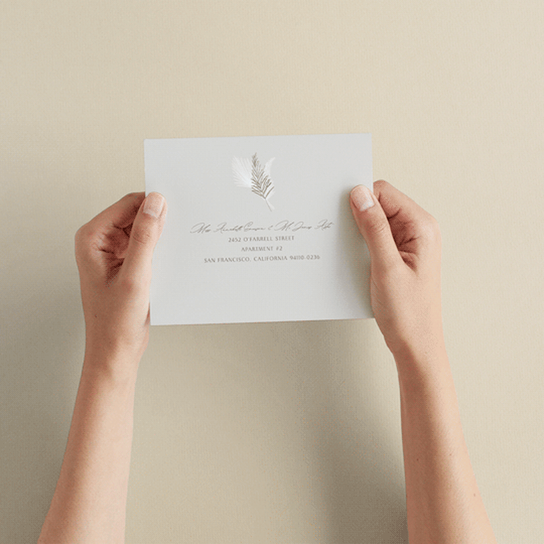 "Pampas & Palms" - Savvy Wedding Invitations in Ash by Kaydi Bishop - How it works