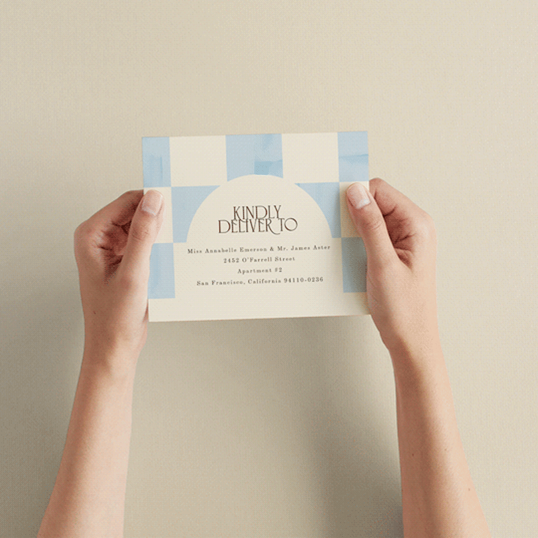 "Checker Wash" - Savvy Wedding Invitations in Ivory by Baumbirdy - How it works