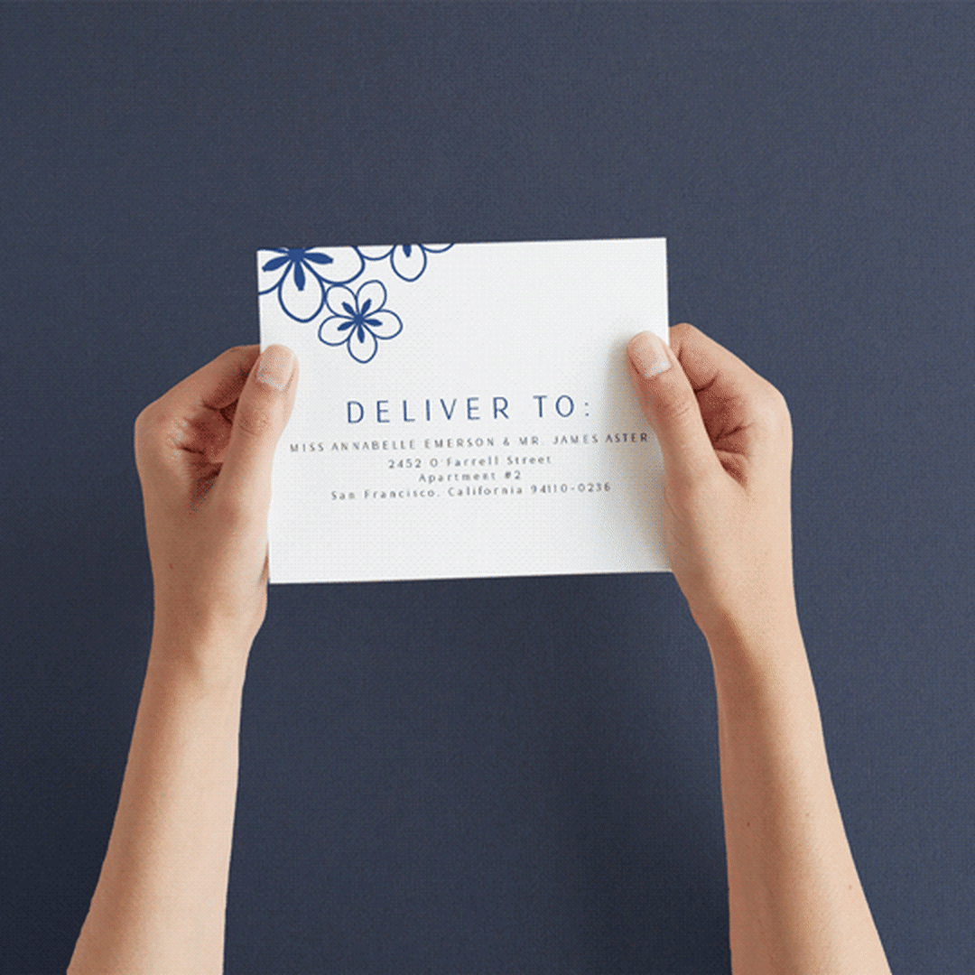 "two toned" - Savvy Wedding Invitations in Marseille Bleu by Deborah Chou - How it works