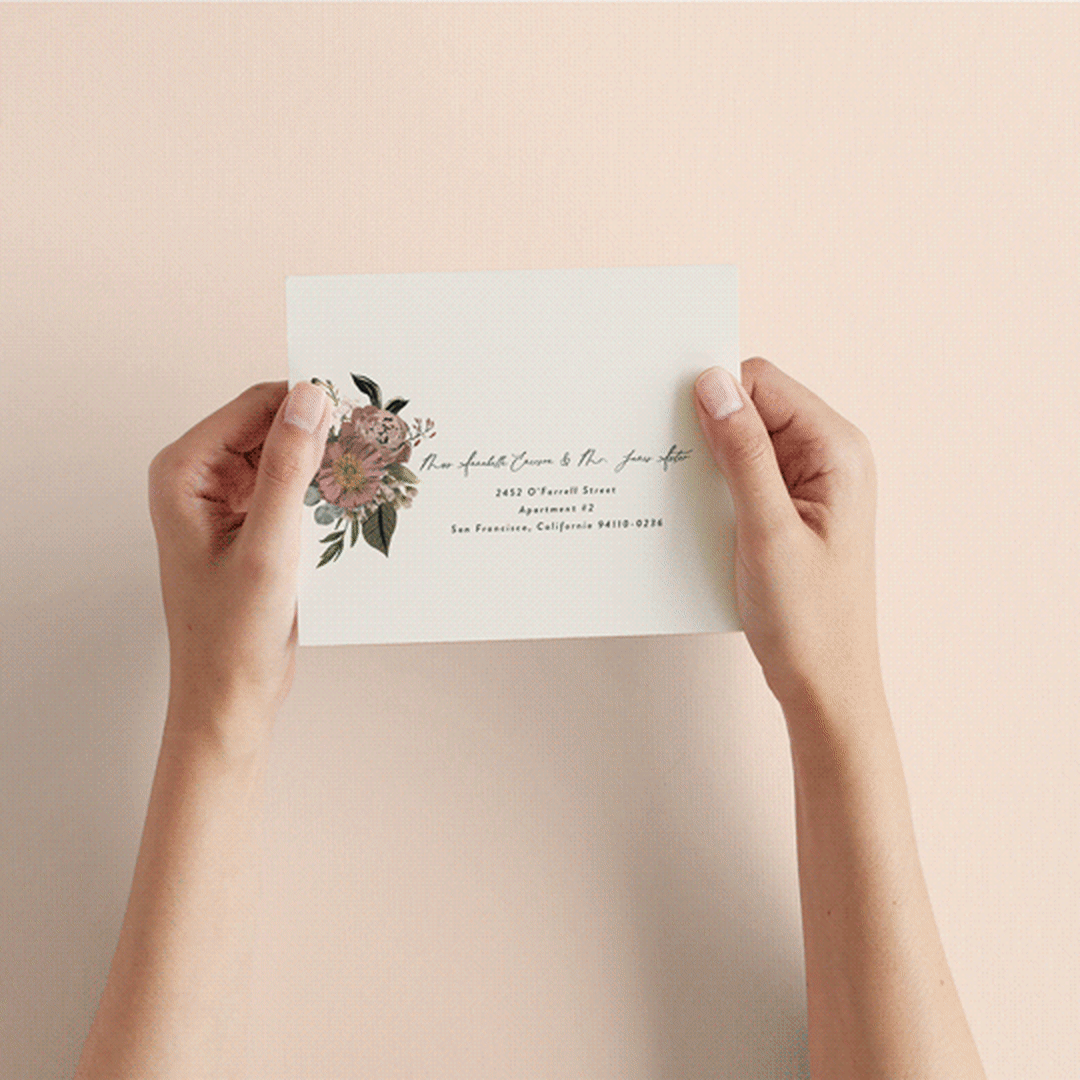 "Peonies & Sage" - Savvy Wedding Invitations in Fawn by Susan Moyal - How it works