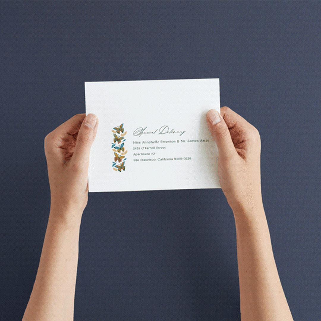 "Flutter" - Savvy Wedding Invitations in Sunset by Jen Owens - How it works