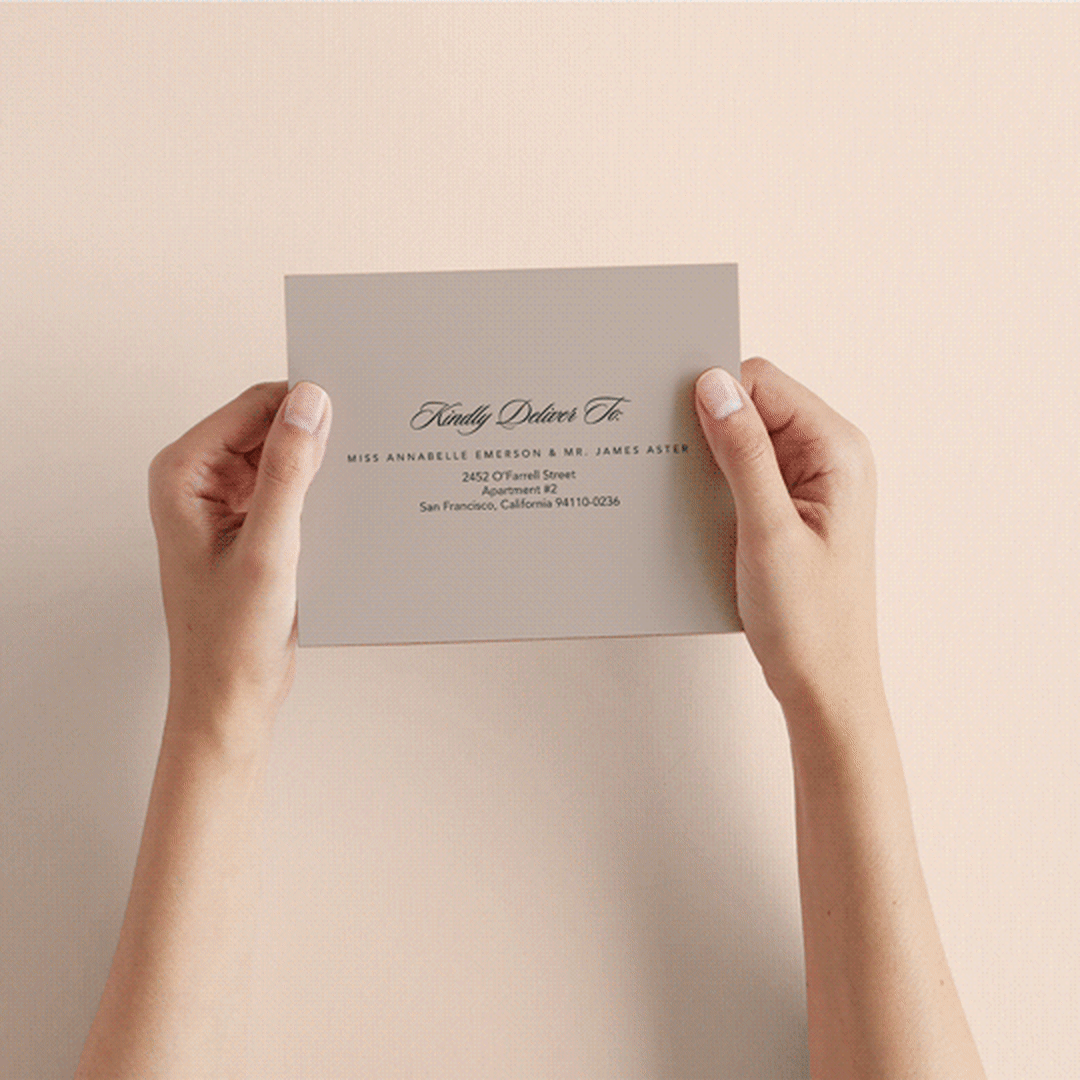 "Initials Circle Arch" - Savvy Wedding Invitations in Latte by FRANI - How it works