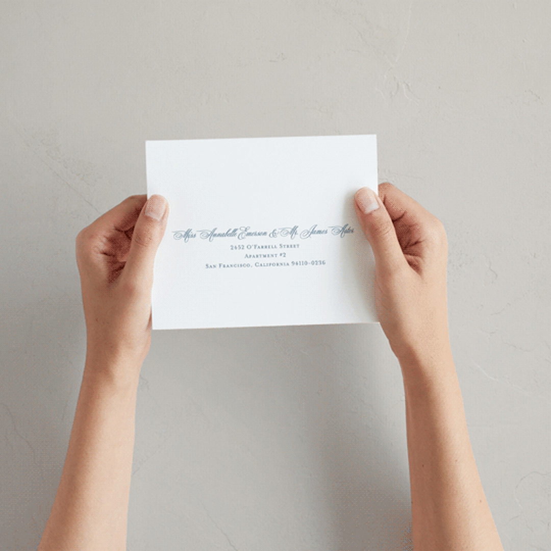"Empire" - Savvy Wedding Invitations in Dusty Blue by Jennifer Postorino - How it works