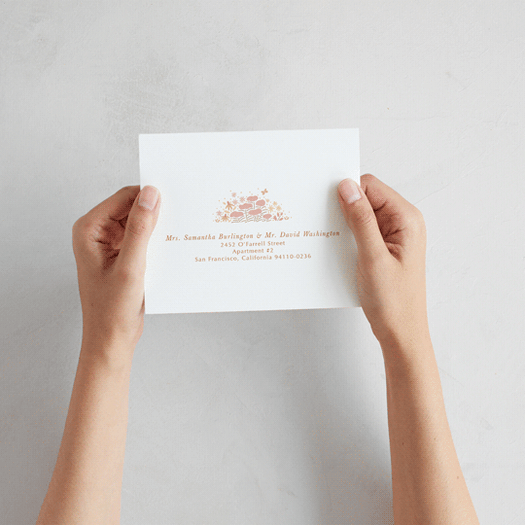 "Floral Border" - Savvy Wedding Invitations in Peach by Pippa Shaw - How it works