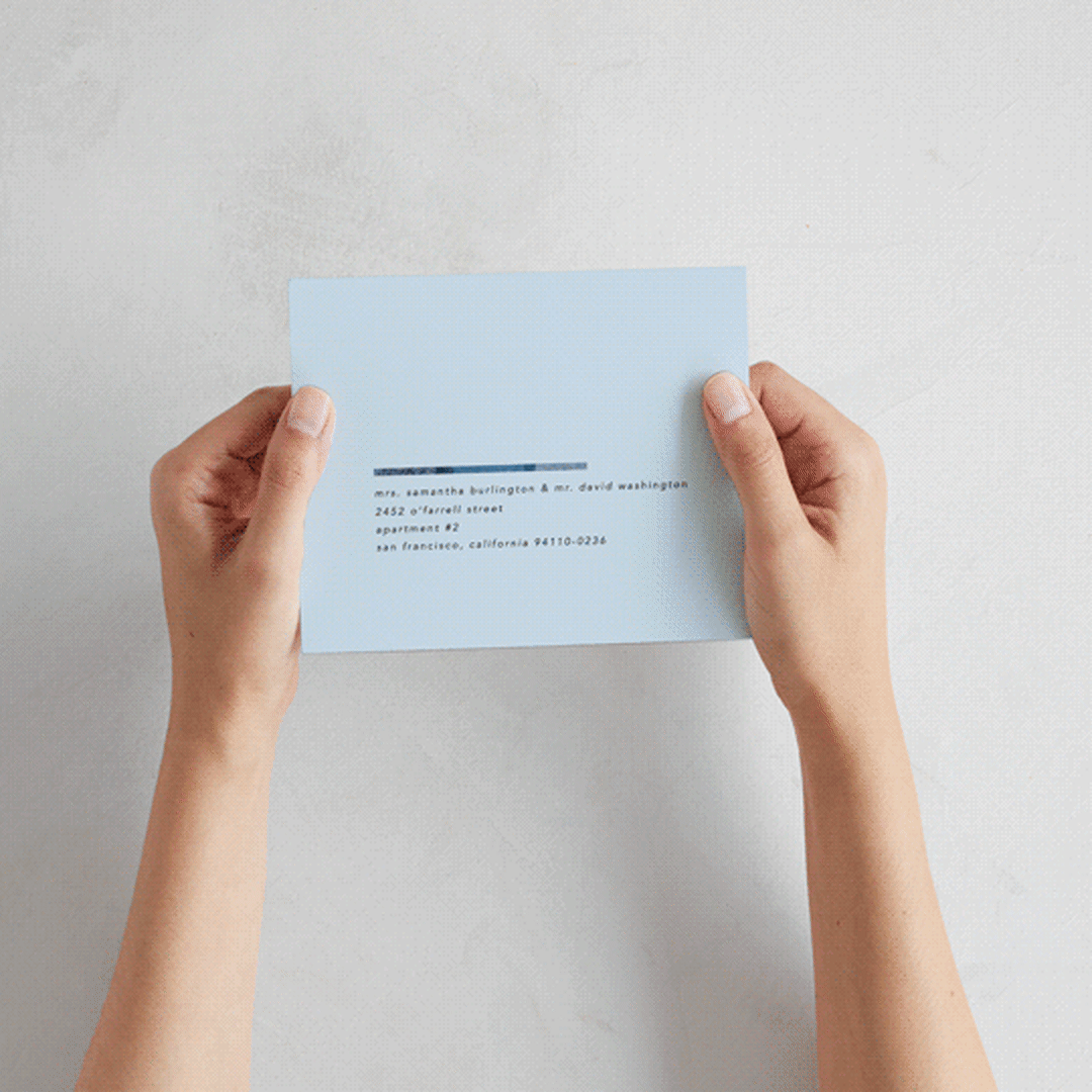 "denim patchwork" - Savvy Wedding Invitations in Seaside by Carrie Moradi - How it works