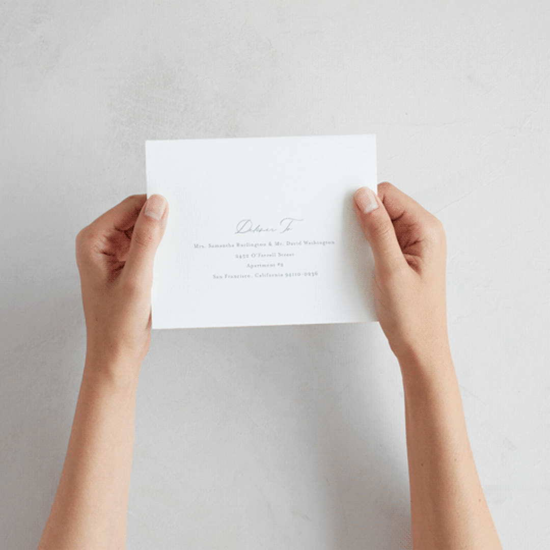"Modern Air" - Savvy Wedding Invitations in Dusty Blue by Stacey Meacham - How it works