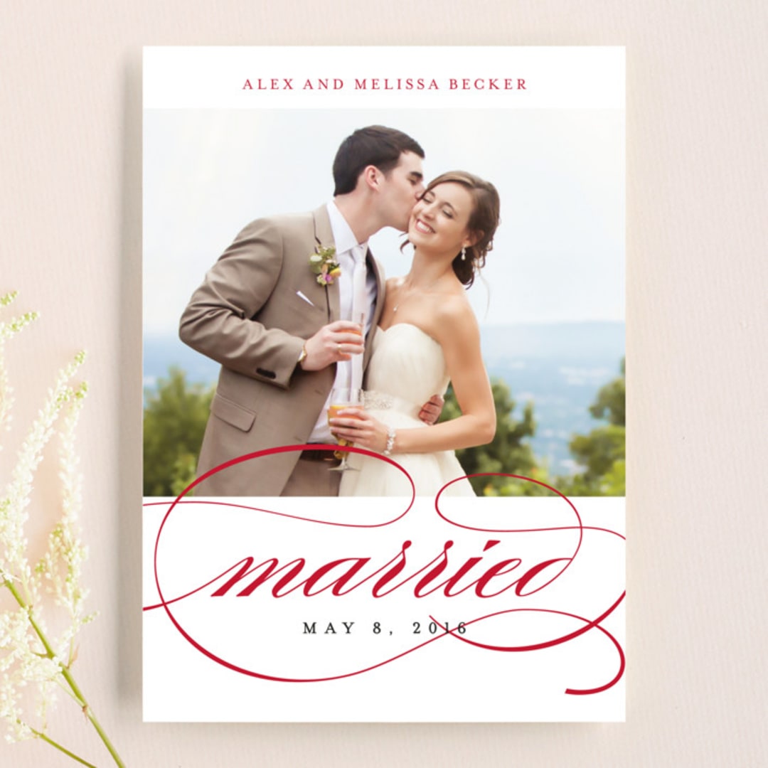 "Classic Stripes and Swashes" - Wedding Announcements in Chestnut by Susan Brown - Front