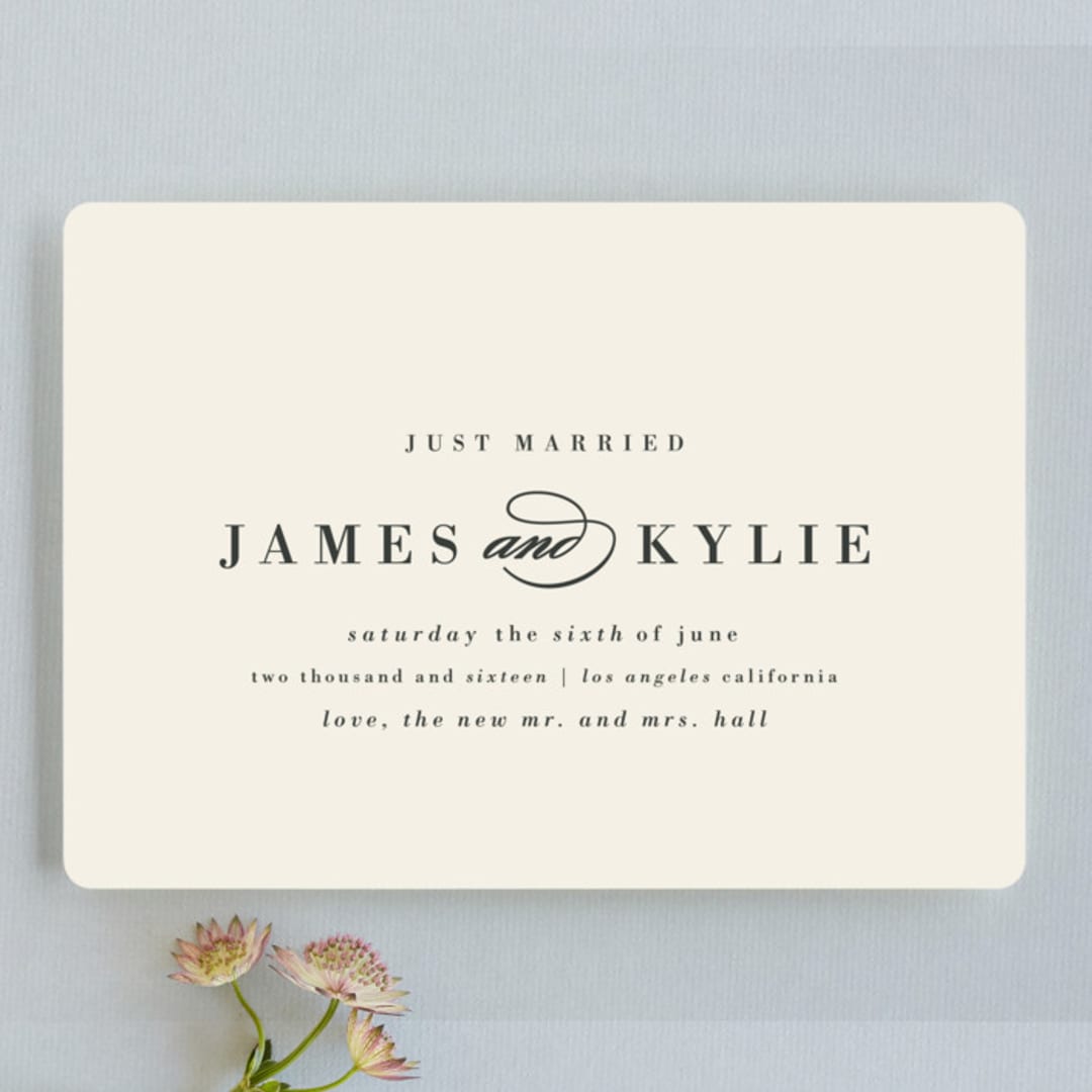 "Classically Stated" - Wedding Announcements in Charcoal by Roxy Cervantes - Front