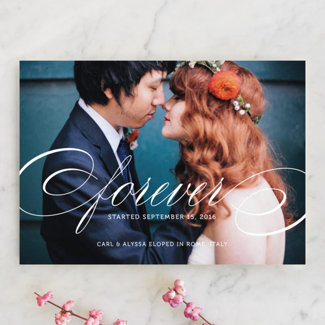 "Forever" - Wedding Announcements in Snow by Kimberly FitzSimons - Front