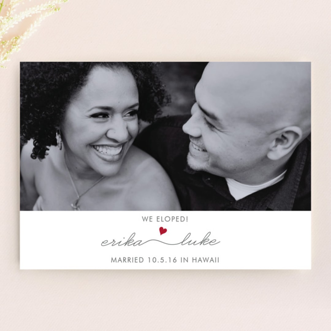 "Love Connection" - Wedding Announcements in Cranberry by Kim Dietrich Elam - Front