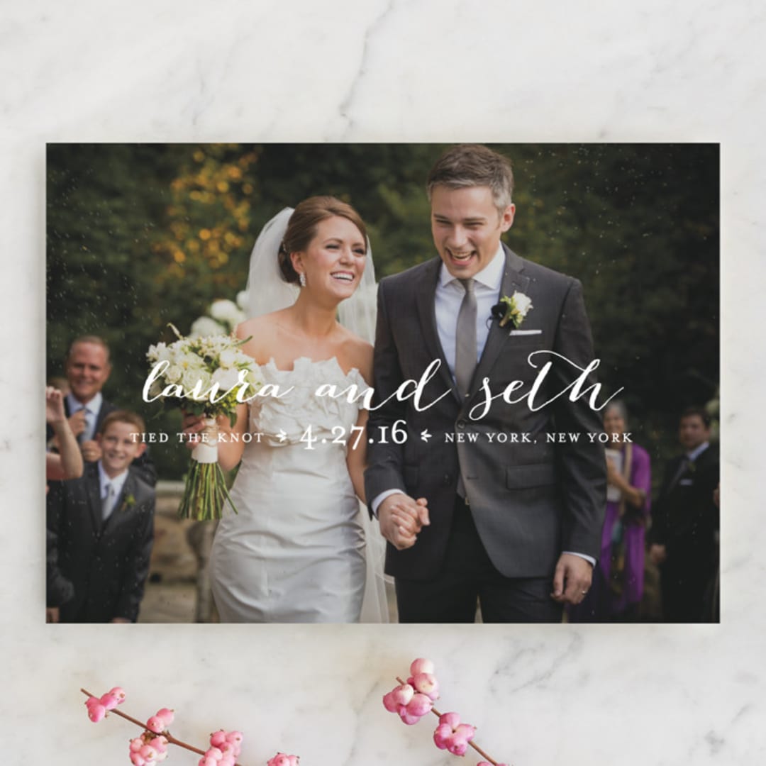 "Meet in the Middle" - Wedding Announcements in Lily by Lauren Chism - Front