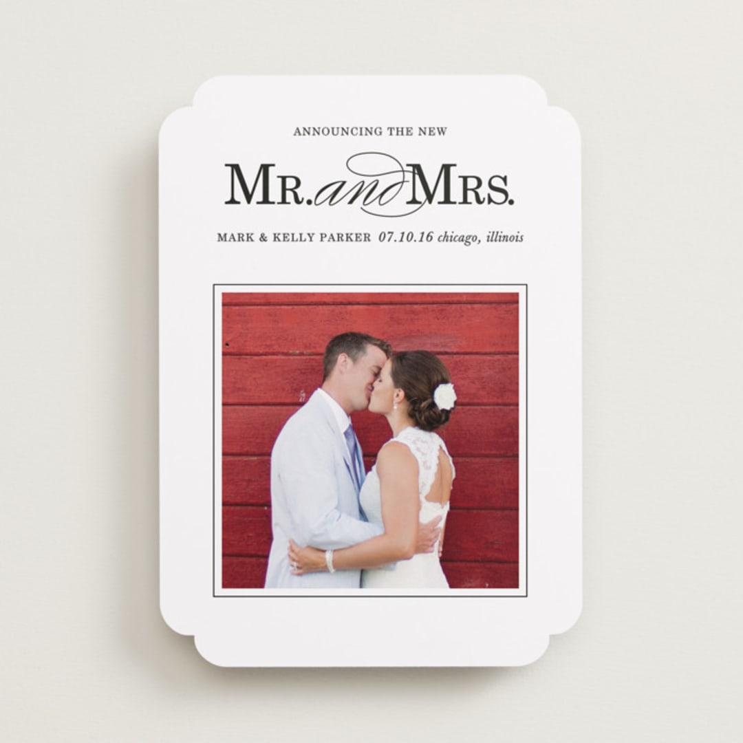 "Same Last Name" - Wedding Announcements in Coal by Leslie Ann Jones - Front