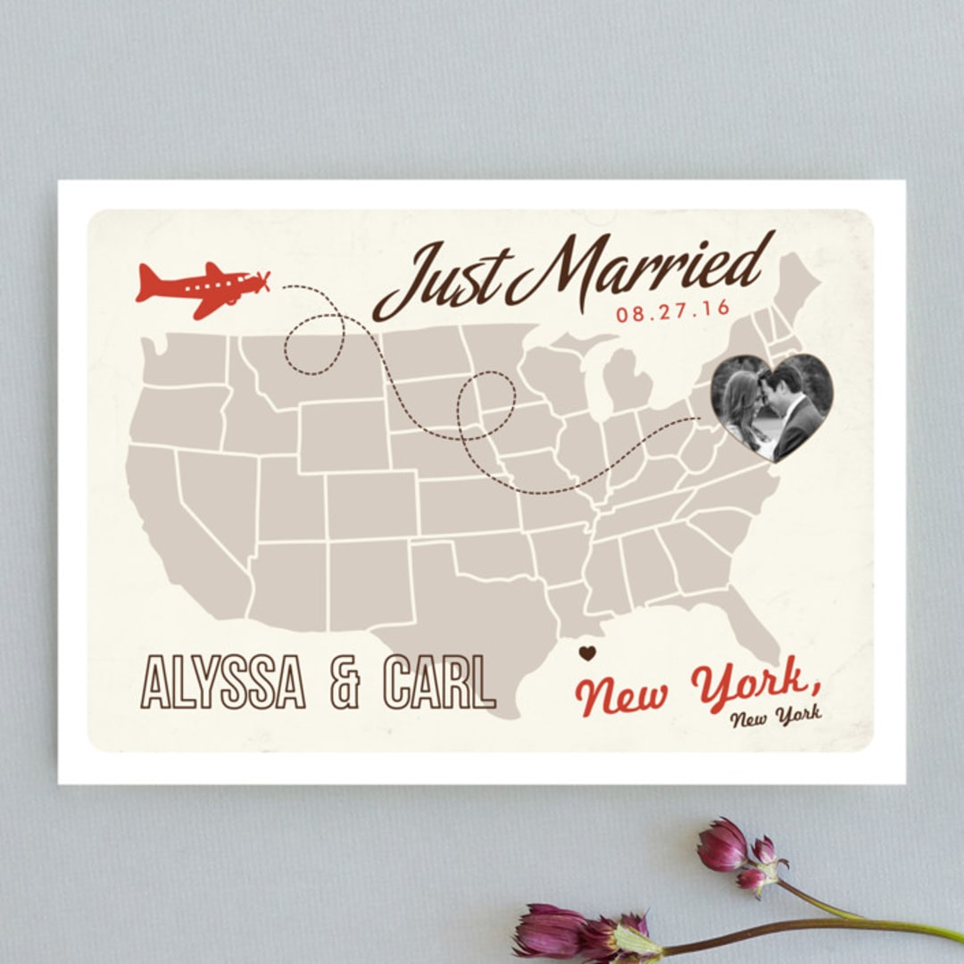 "Up and Away" - Wedding Announcements in Tomato by leslie hamer - Front