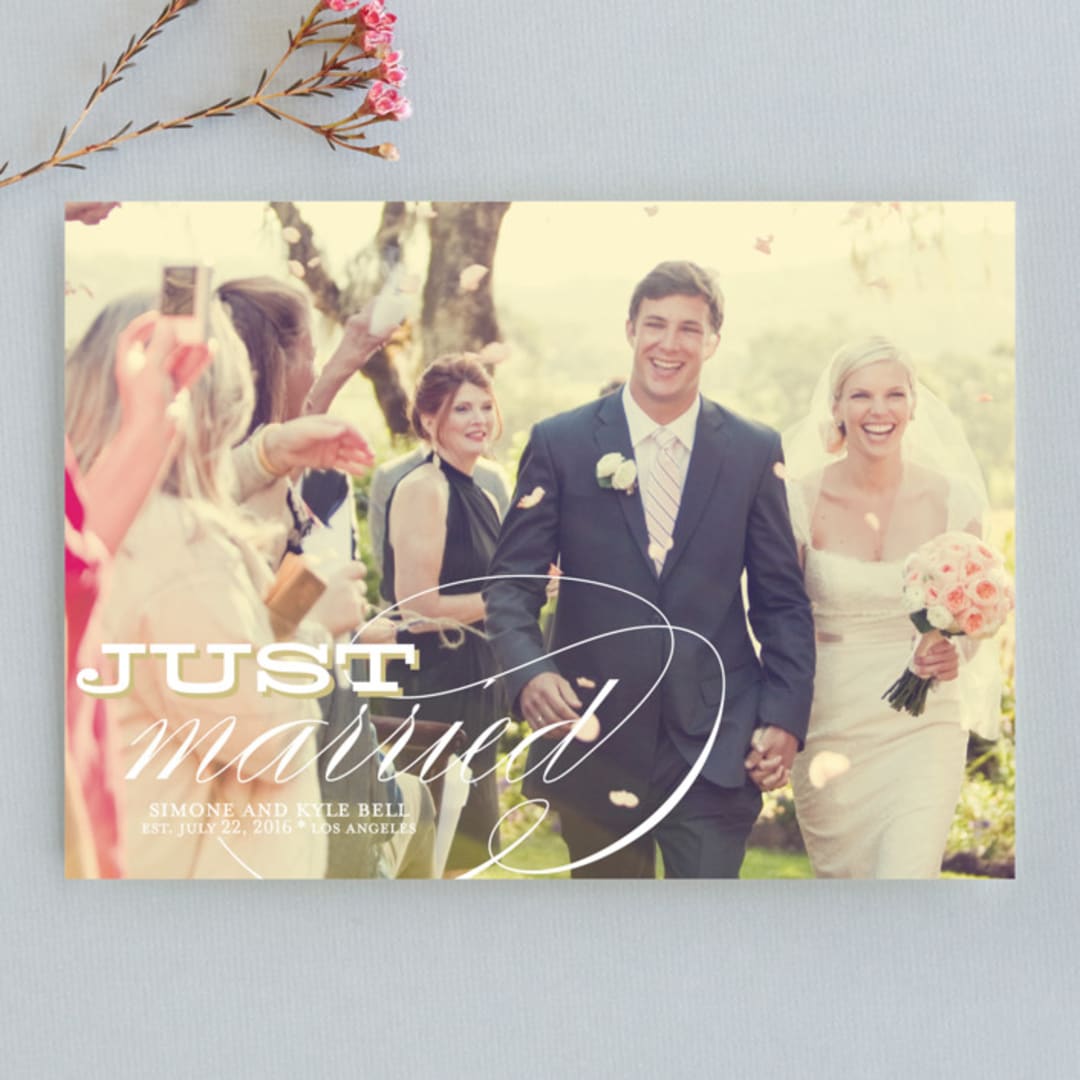 "Calligraphy   " - Wedding Announcements in Gold by Annie Clark - Front