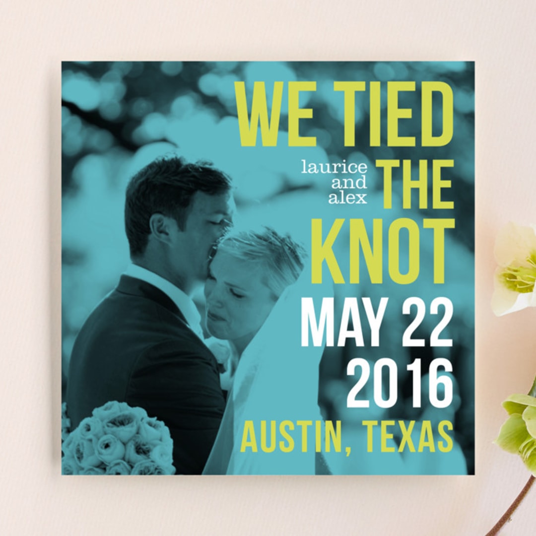 "Love Bop" - Wedding Announcements in Seafoam by Alex Elko Design - Front