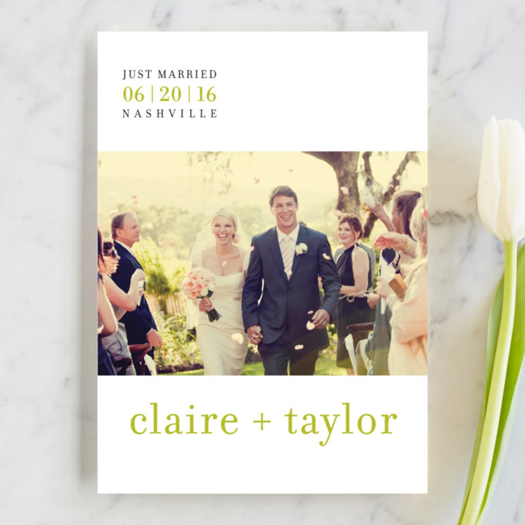 "float + celebrate" - Wedding Announcements in Celery by Float Paperie - Front