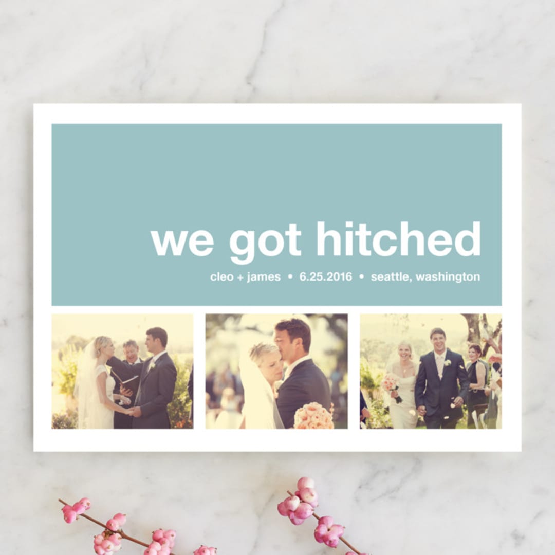 "Modern Joy" - Wedding Announcements in Powder Blue by Annie Clark - Front