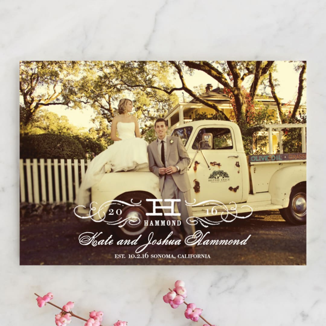 "Vintage" - Wedding Announcements in Cotton by Oscar and Emma - Karly Depew - Front