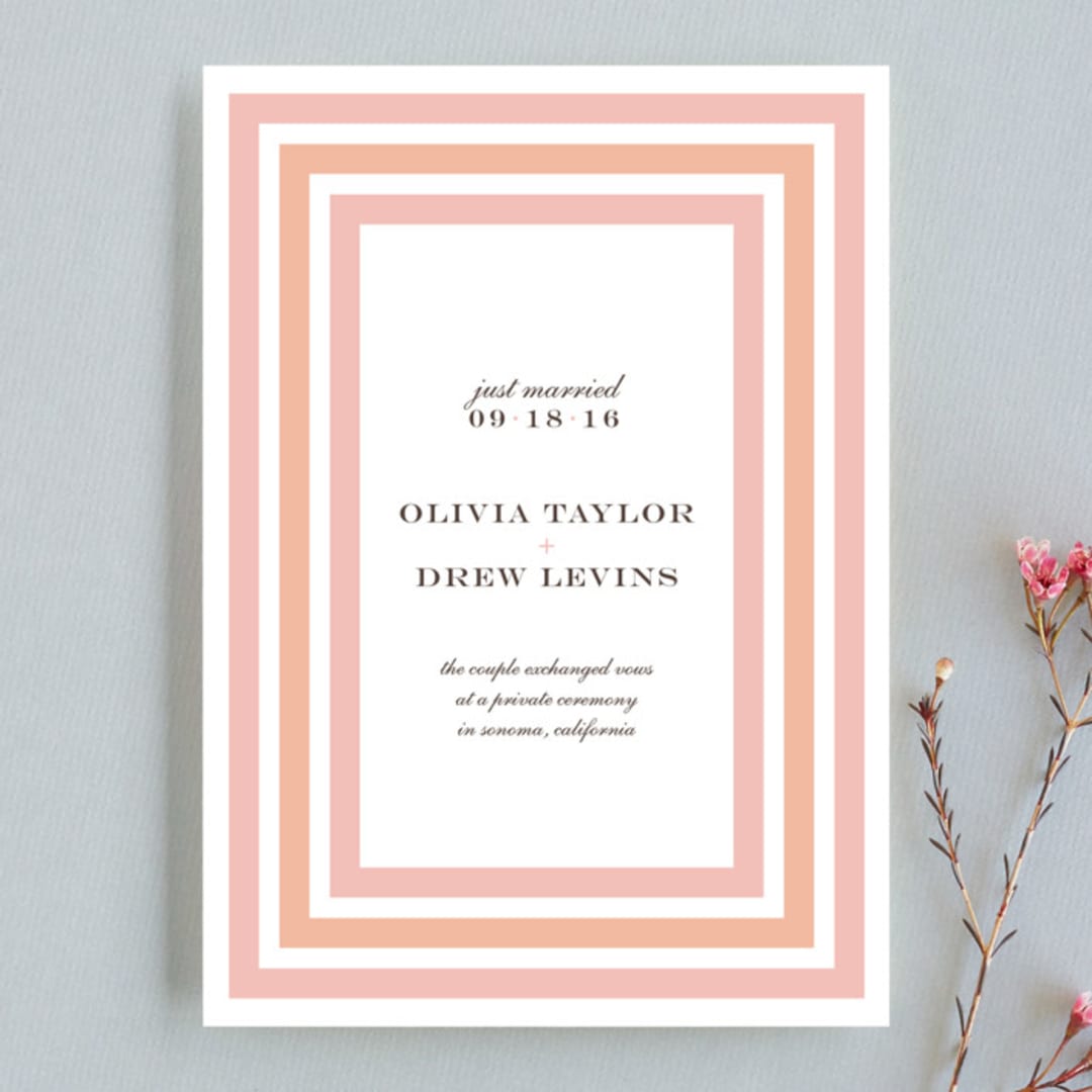 "Float + Sweetie Stripe" - Wedding Announcements in Peach Coral by Float Paperie - Front