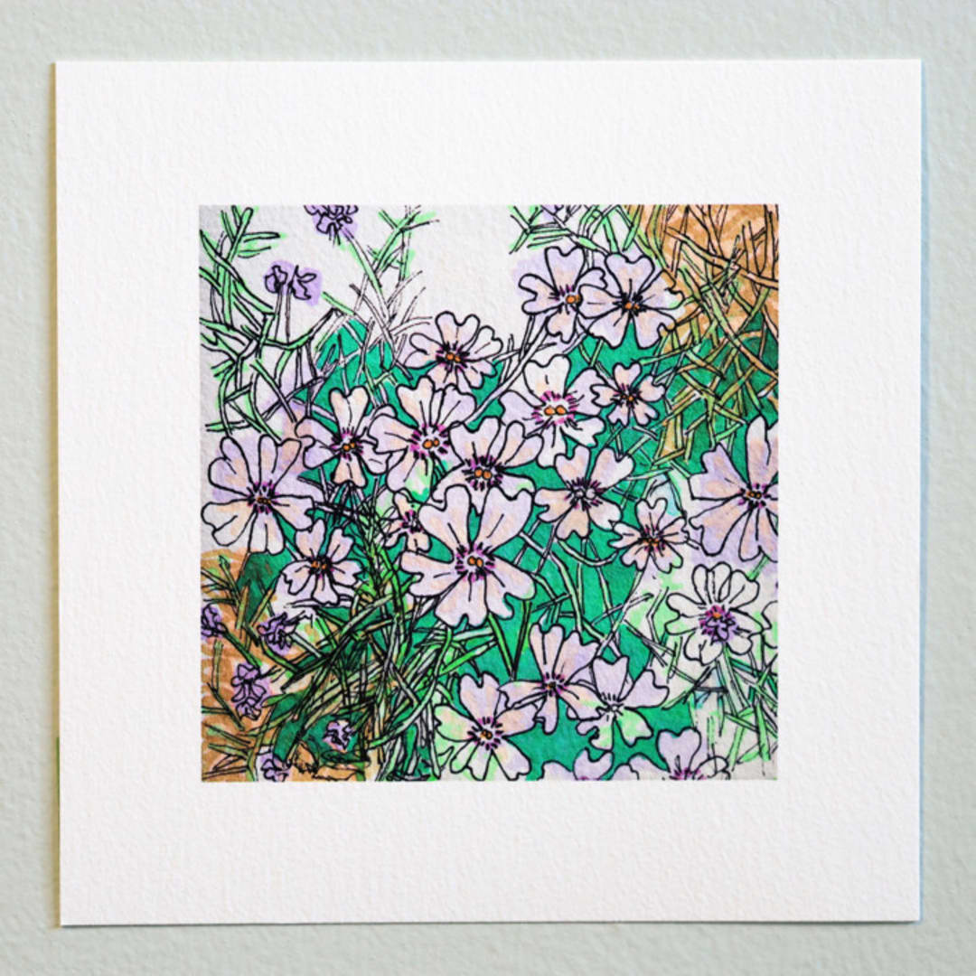"Garden Sketch Phlox" - Limited Edition Fine Art Print in purple by Janie Allen