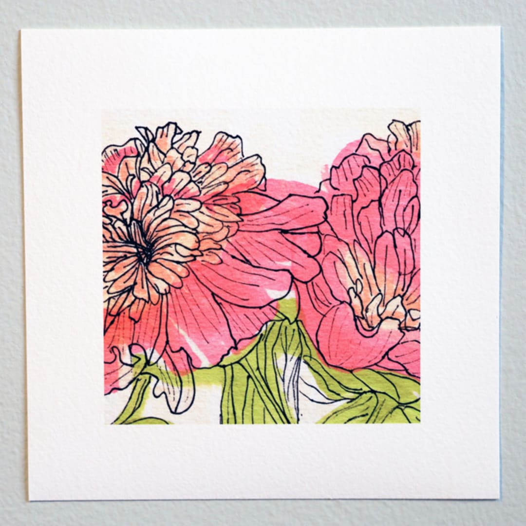 "Garden Sketch Peony II" - Limited Edition Fine Art Print in pink by Janie Allen