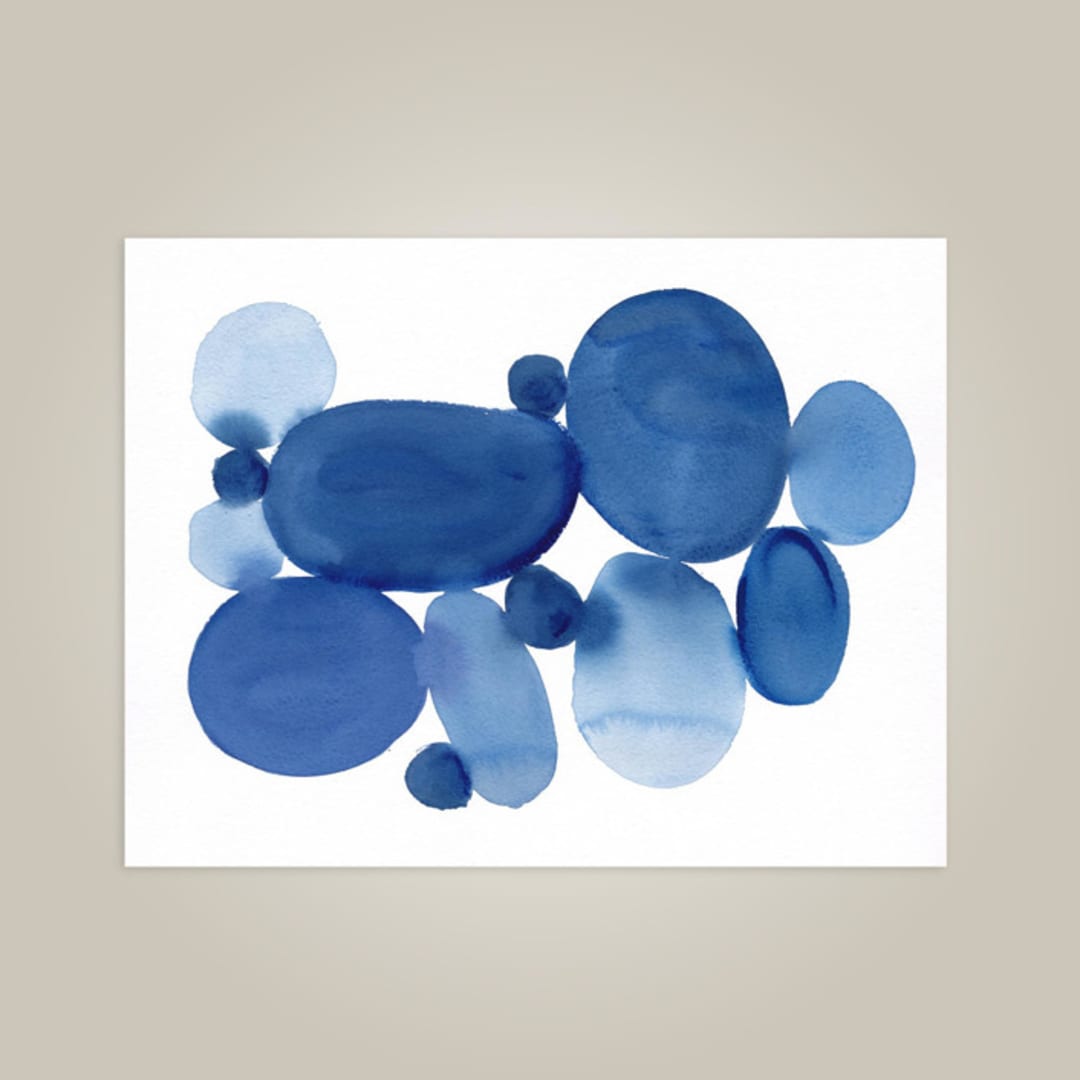 "Watercolor Stones 01" - Limited Edition Fine Art Print in blue by Danushka Abeygoda
