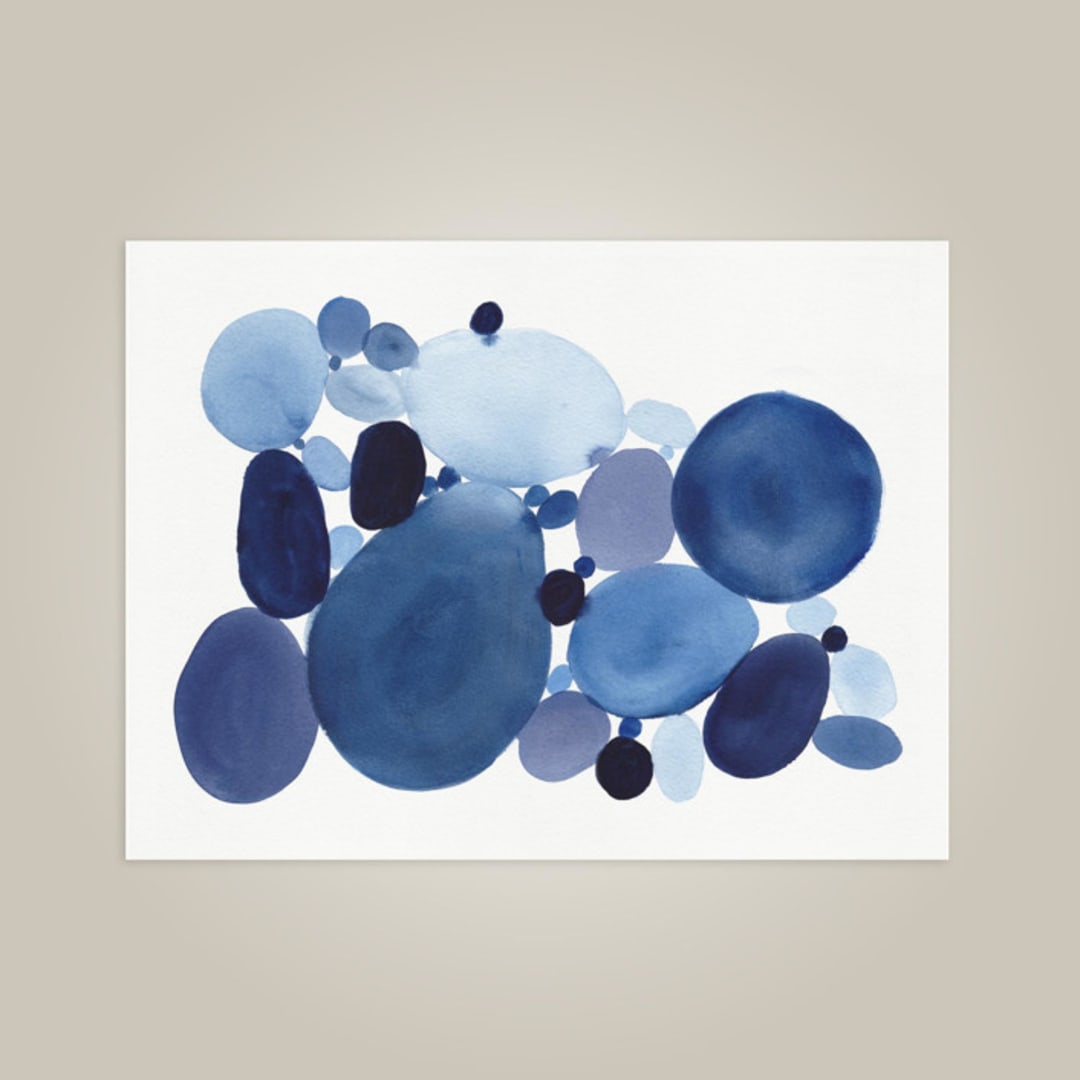 "Watercolor Stones 02" - Limited Edition Fine Art Print in blue by Danushka Abeygoda