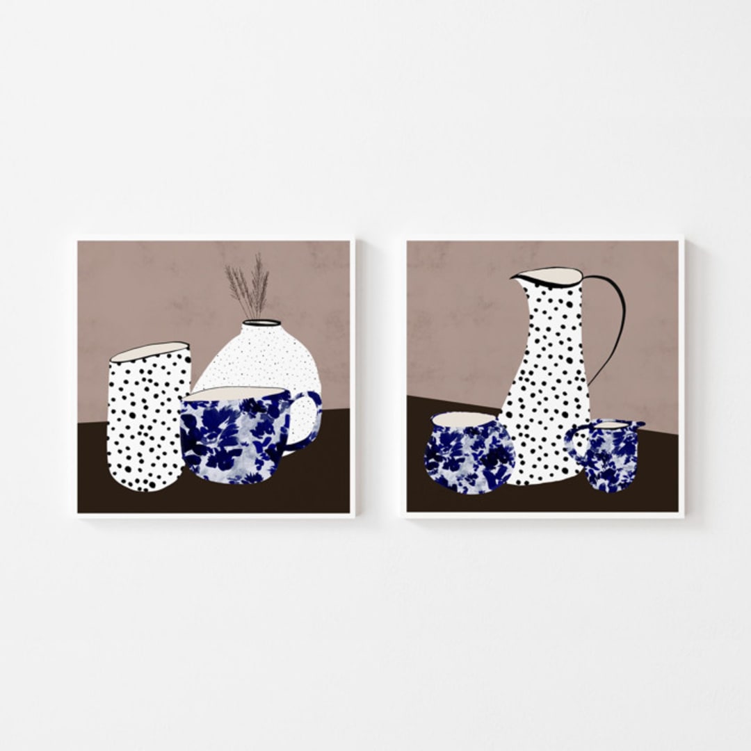 "Common Ground I & II" - Marketplace Art Prints in multicolor by Danushka Abeygoda