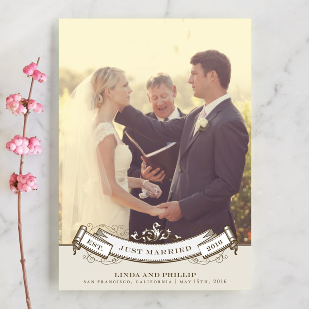 "Celebration" - Wedding Announcements in Mocha by Milkmaid Press - Front