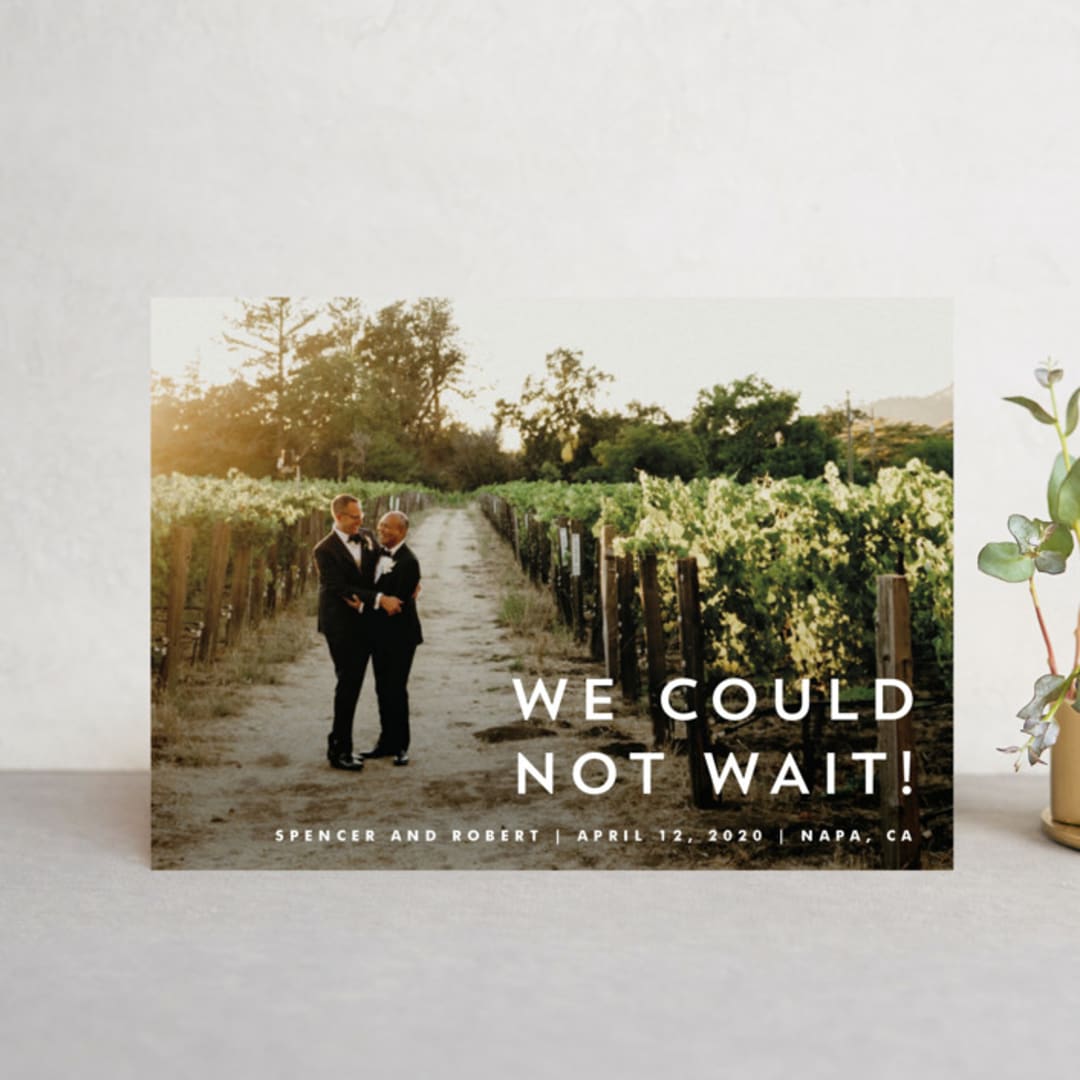 "Modern offset" - Wedding Announcements in Cream by Stacey Meacham - Front