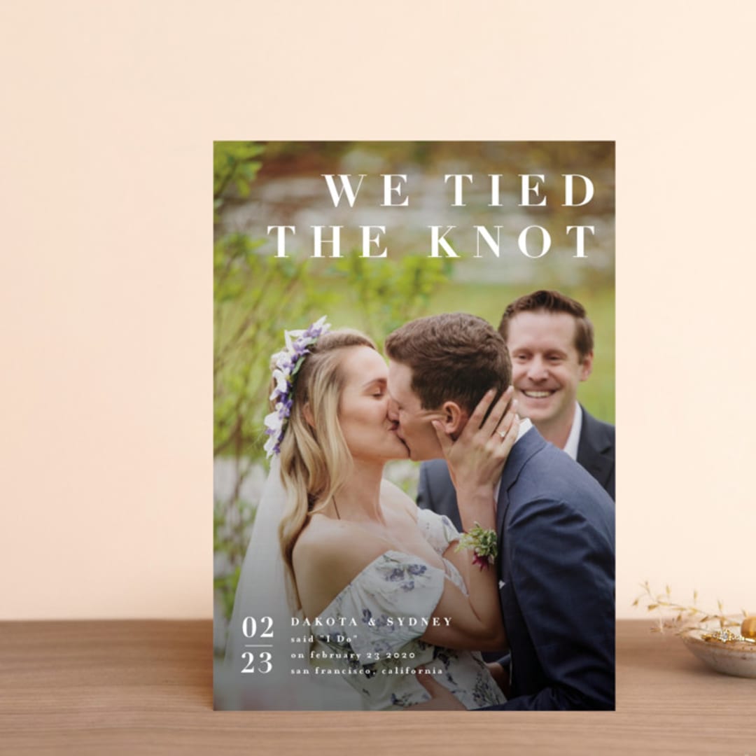 "Minimalism" - Wedding Announcements in Ivory by Shannon Chen of Four Wet Feet Studio - Front