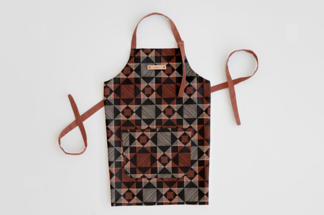 "Sketched Quilt" - Apron in Rust by Alethea and Ruth - Personalizable Apron