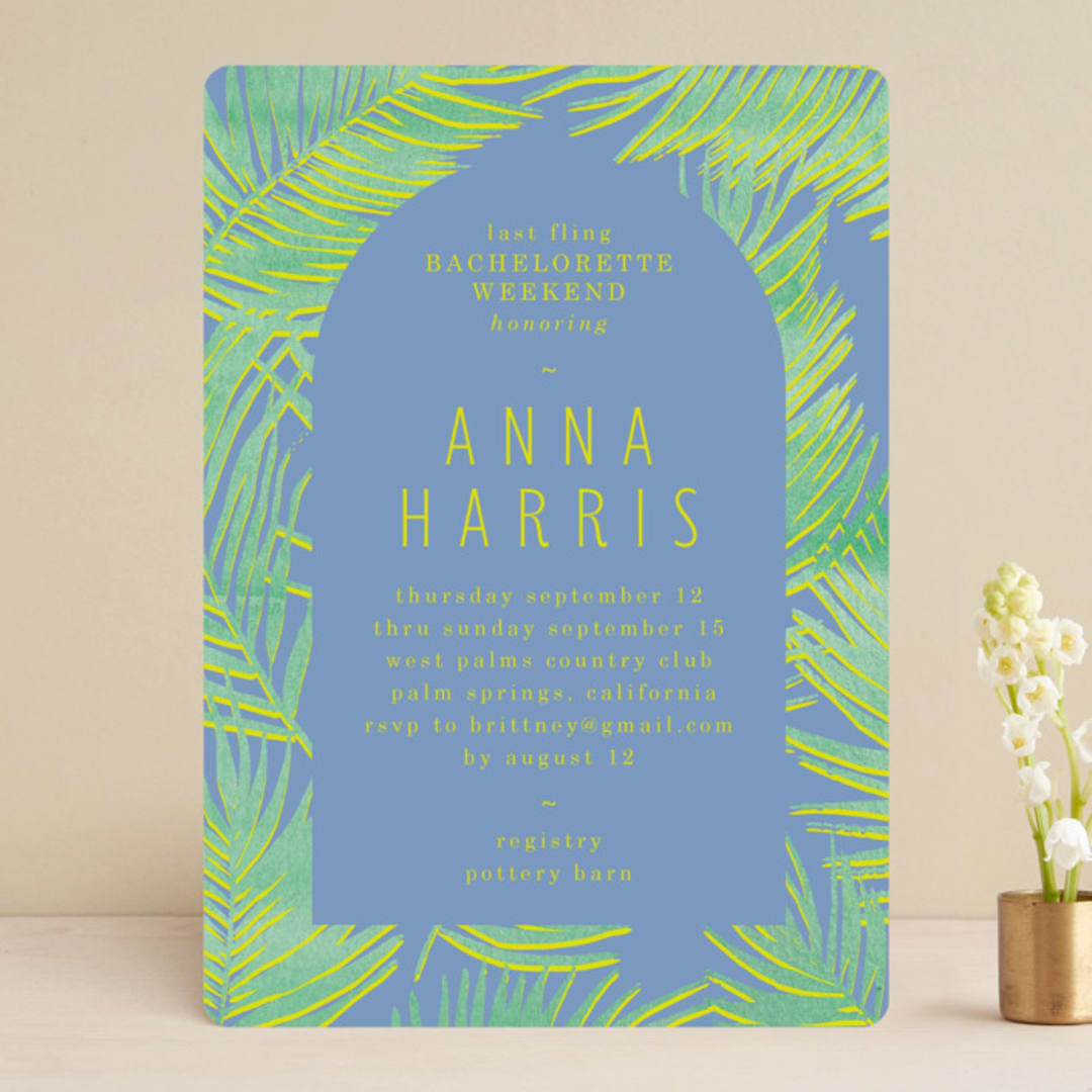 "botanical beach" - Bachelorette Party Invitations in Palm by Baumbirdy - Front