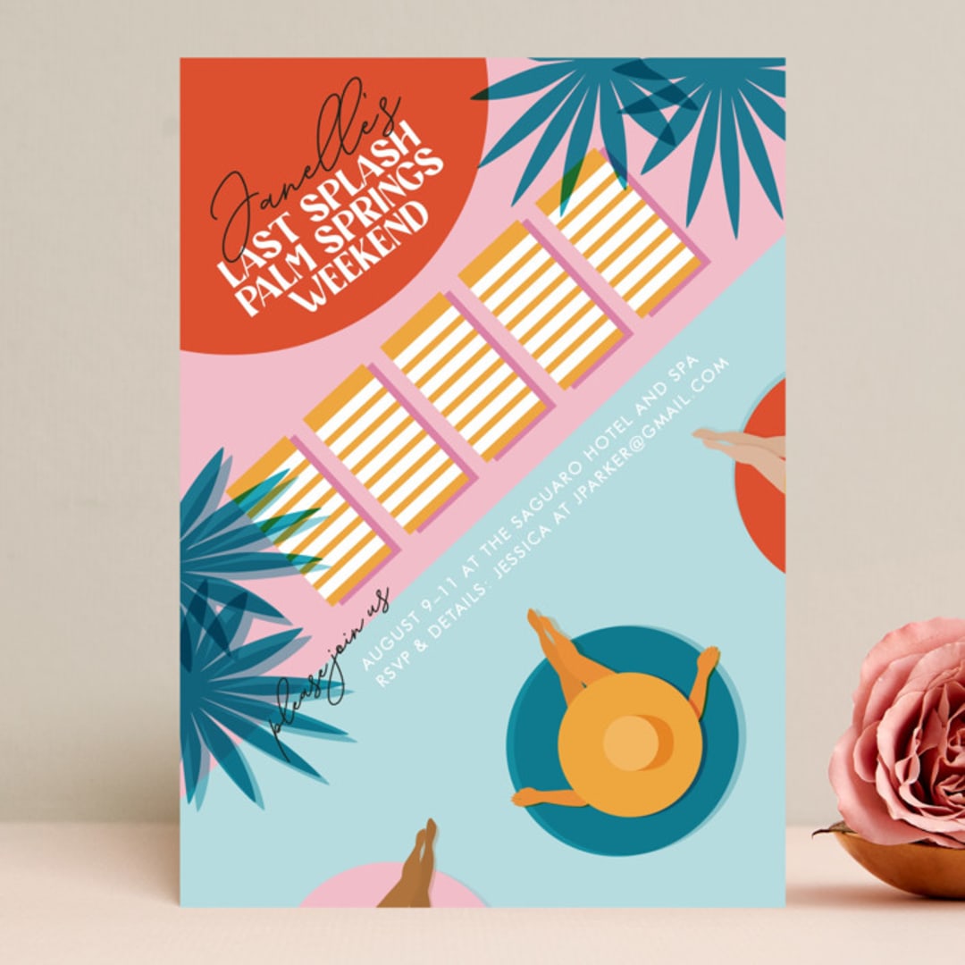 "Last Splash" - Bachelorette Party Invitations in Mimosa by Jenna Holcomb - Front