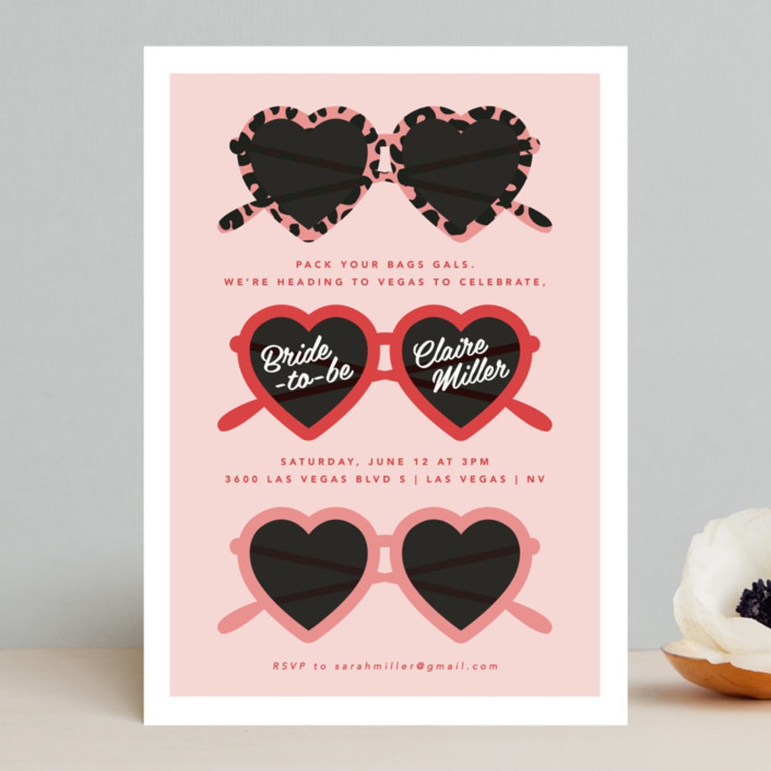 "Bachelorette Sunnies" - Bachelorette Party Invitations in Rose by Hudson meet Rose - Front