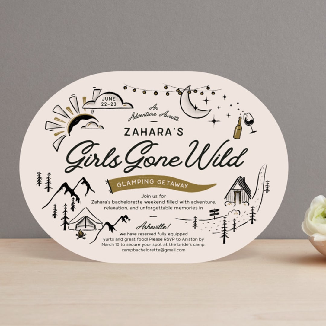 "Girls Gone Wild" - Bachelorette Party Invitations in Champagne by Kelsey Mucci - Front