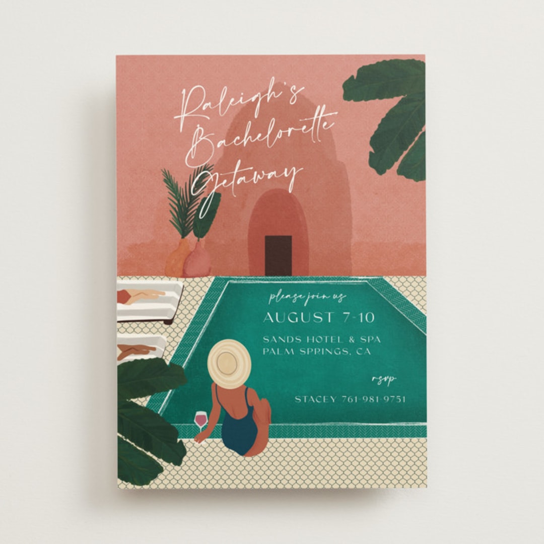 "Getaway" - Bachelorette Party Invitations in Jade by Jenna Holcomb - Front